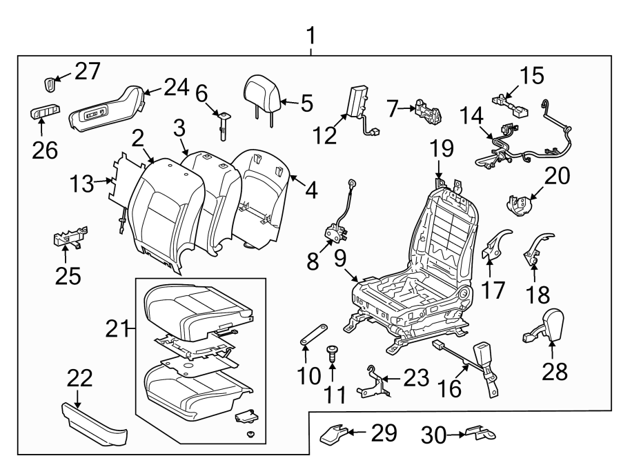 Diagram SEATS & TRACKS. FRONT SEAT COMPONENTS. for your 2016 Toyota Yaris   