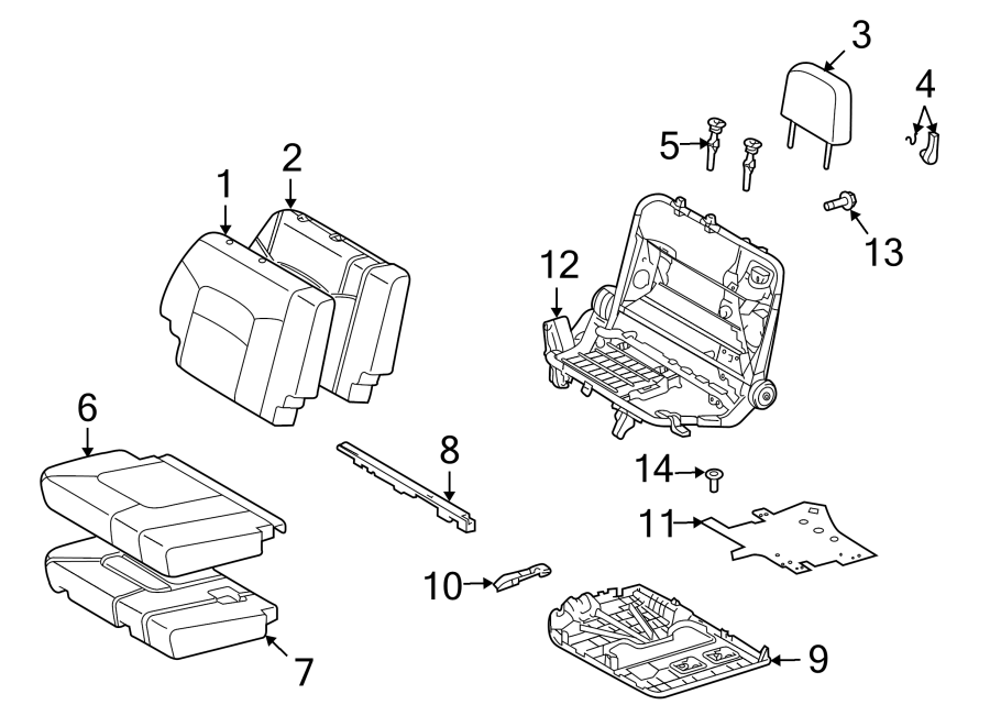 Diagram SEATS & TRACKS. REAR SEAT COMPONENTS. for your 2011 Toyota Land Cruiser 5.7L i-Force V8 A/T 4WD Base Sport Utility 