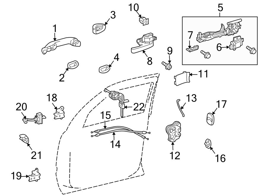 Diagram FRONT DOOR. LOCK & HARDWARE. for your 2019 Toyota 4Runner  SR5 Sport Utility 