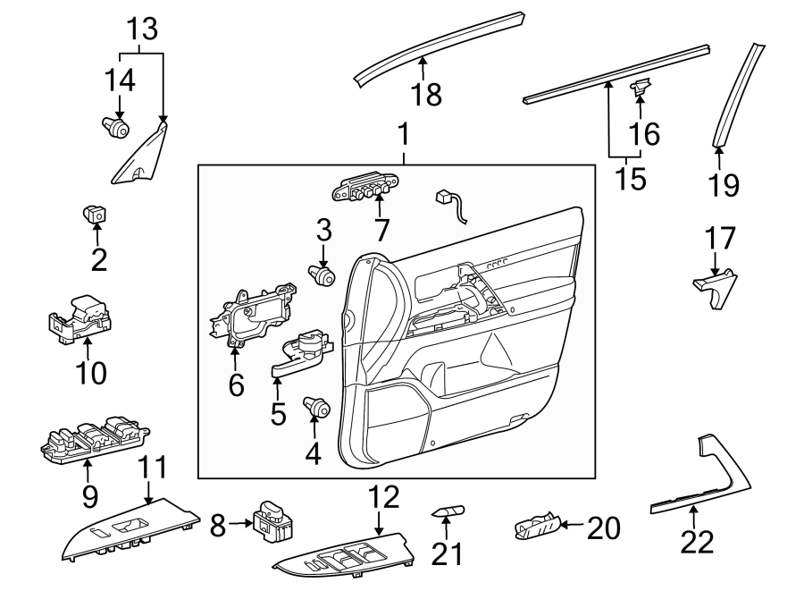 Diagram FRONT DOOR. INTERIOR TRIM. for your 1998 Toyota Camry   