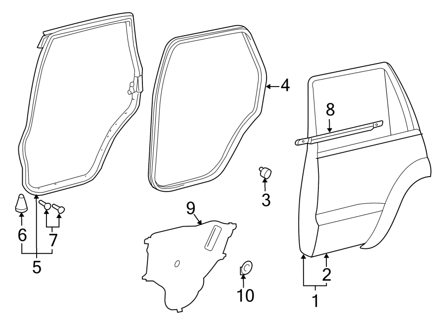 Diagram REAR DOOR. DOOR & COMPONENTS. for your 1995 Toyota Corolla 1.8L M/T DX WAGON 