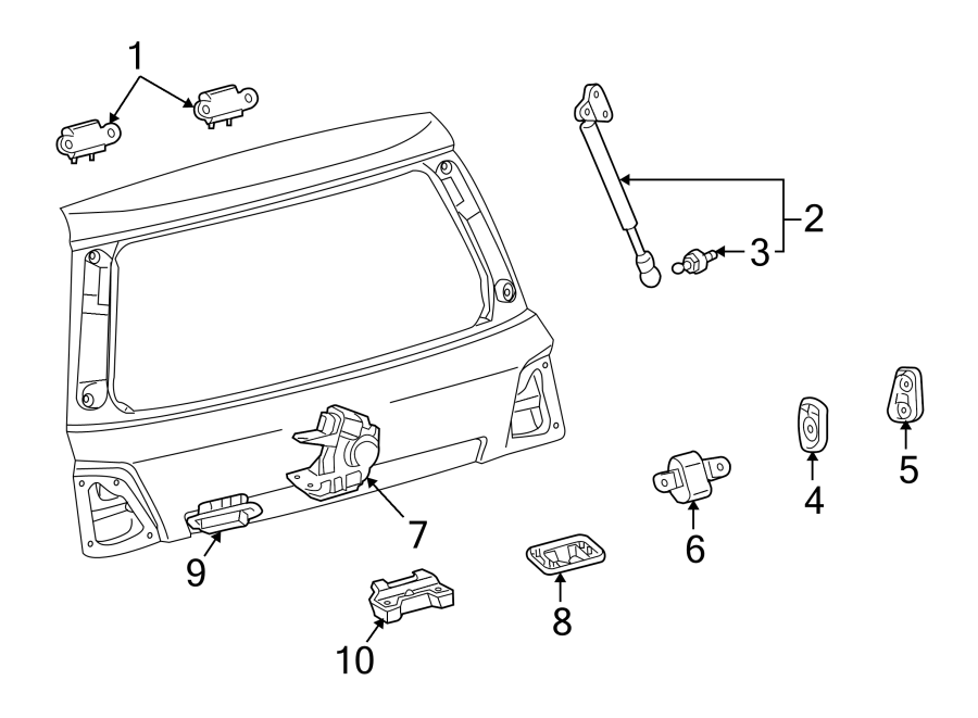 Diagram LIFT GATE. LOCK & HARDWARE. for your 2023 Toyota 4Runner   