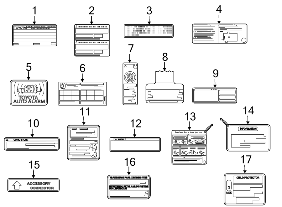 Diagram INFORMATION LABELS. for your 2015 Toyota Camry  XLE SEDAN 