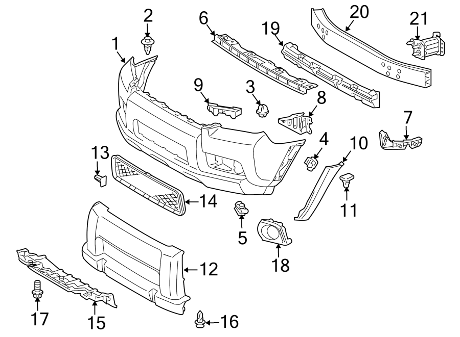 Diagram FRONT BUMPER. BUMPER & COMPONENTS. for your 2012 Toyota Tundra 5.7L i-Force V8 A/T 4WD Base Extended Cab Pickup Fleetside 