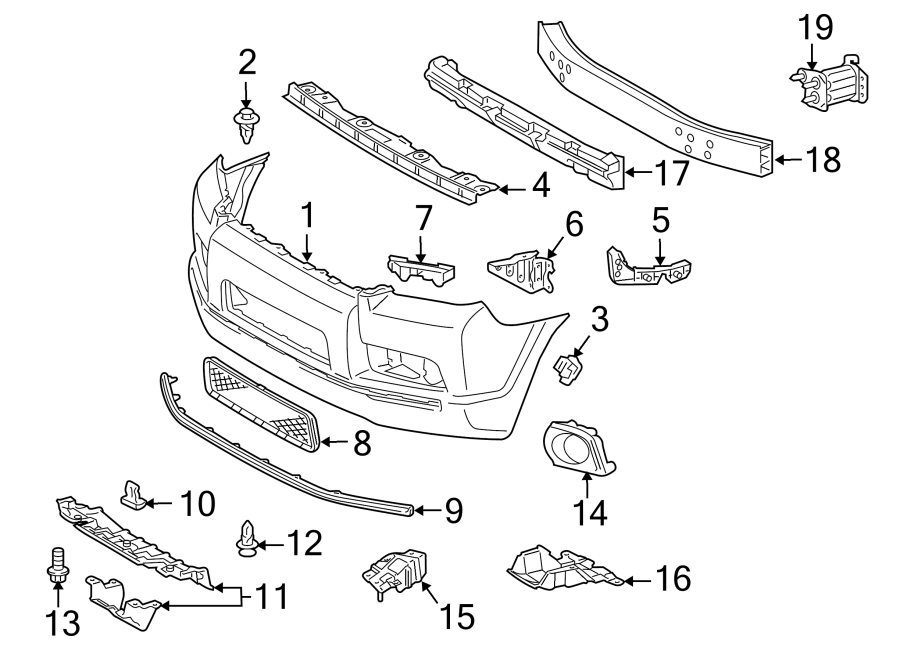 Diagram Front bumper. Bumper & components. for your 2011 Toyota Avalon  Base Sedan 