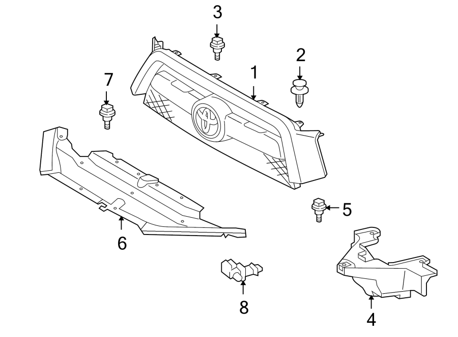 Diagram GRILLE & COMPONENTS. for your 2014 Toyota Tundra 4.6L V8 A/T 4WD SR Standard Cab Pickup Fleetside 