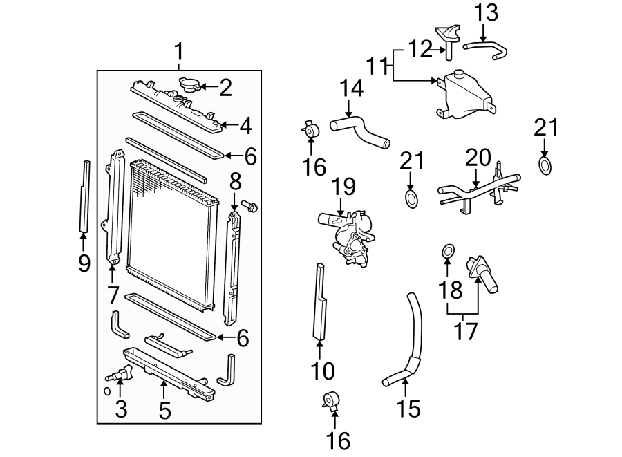 Diagram RADIATOR & COMPONENTS. for your 2012 Toyota Tacoma  Base Standard Cab Pickup Fleetside 