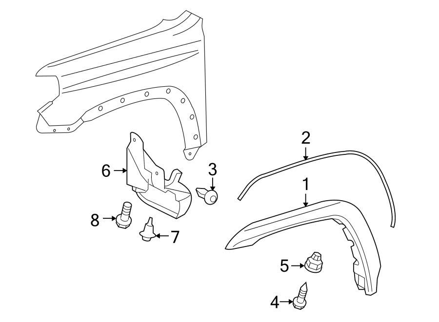 Diagram FENDER. EXTERIOR TRIM. for your 2012 Toyota Tundra 4.6L V8 A/T RWD Base Crew Cab Pickup Fleetside 