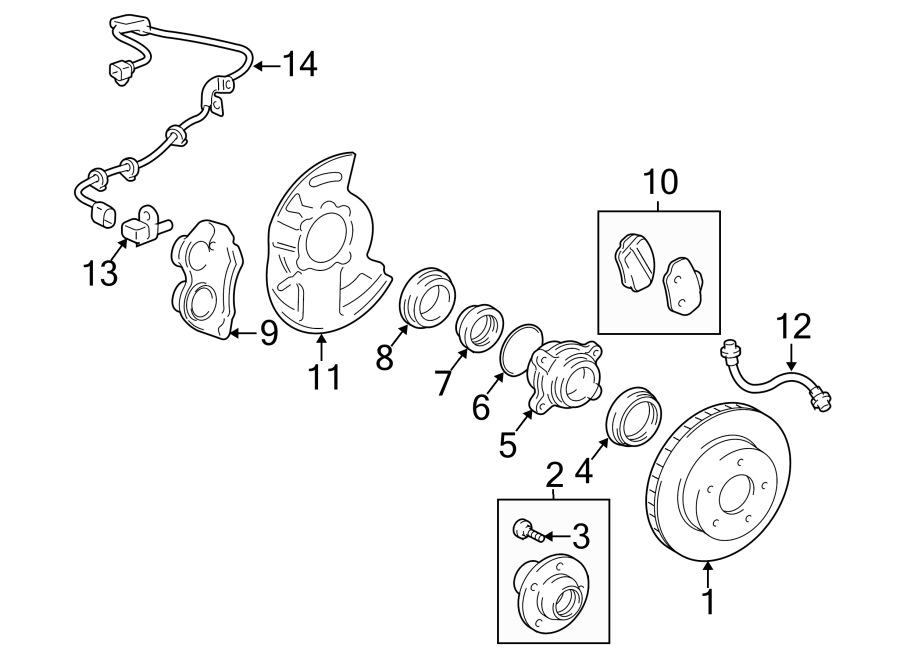 Diagram FRONT SUSPENSION. BRAKE COMPONENTS. for your 2021 Toyota RAV4  Limited Sport Utility 