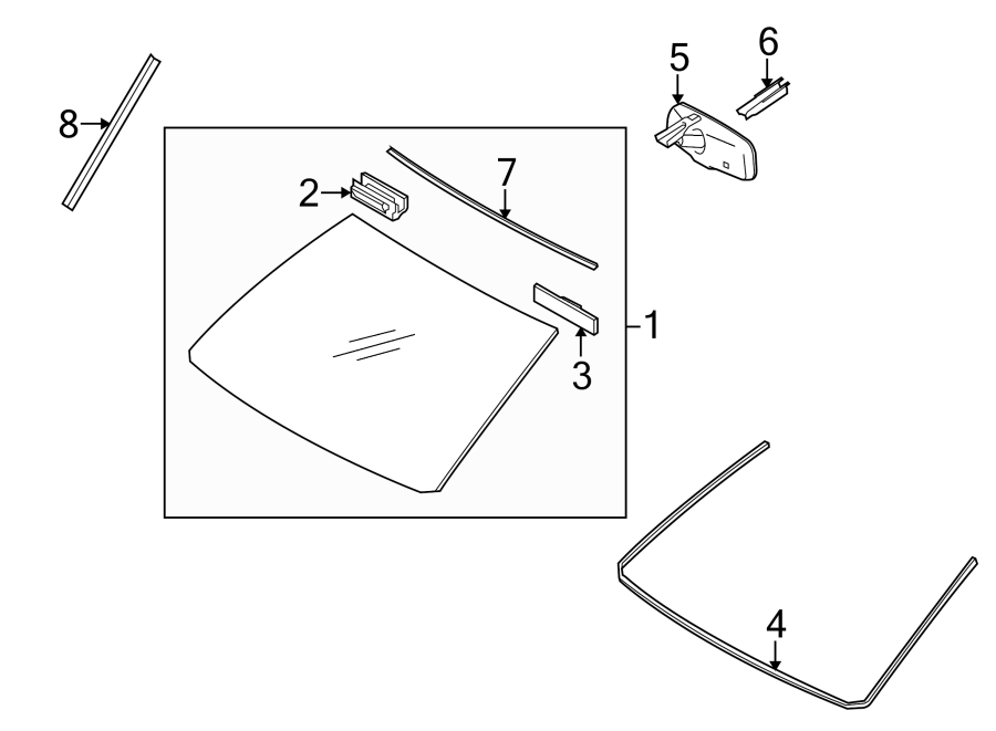 Diagram WINDSHIELD. GLASS. REVEAL MOLDINGS. for your 2001 Toyota Avalon  XLS Sedan 