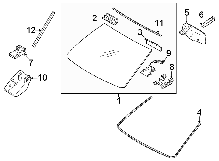 Diagram Windshield. Glass. Reveal moldings. for your Toyota Avalon  