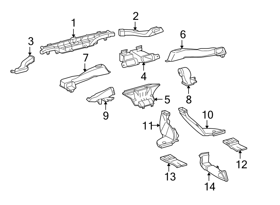 Diagram INSTRUMENT PANEL. DUCTS. for your 2001 Toyota Highlander   