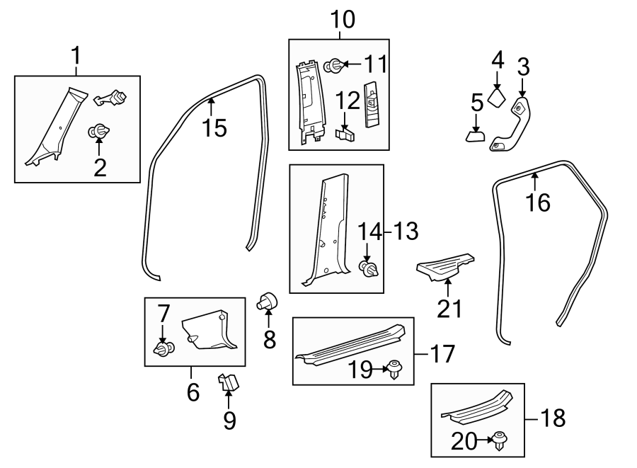 Diagram PILLARS. ROCKER & FLOOR. INTERIOR TRIM. for your 2013 Toyota 4Runner   