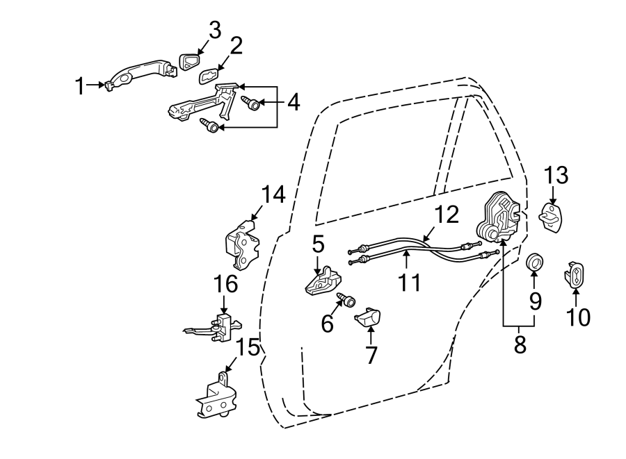 Diagram REAR DOOR. LOCK & HARDWARE. for your Toyota