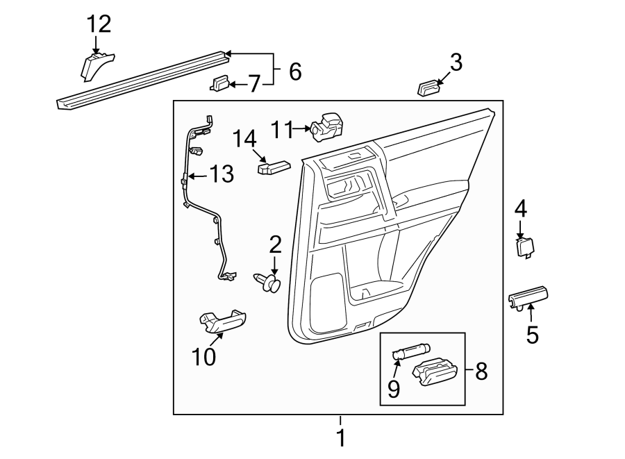 Diagram REAR DOOR. INTERIOR TRIM. for your 2016 Toyota Camry  Hybrid XLE Sedan 