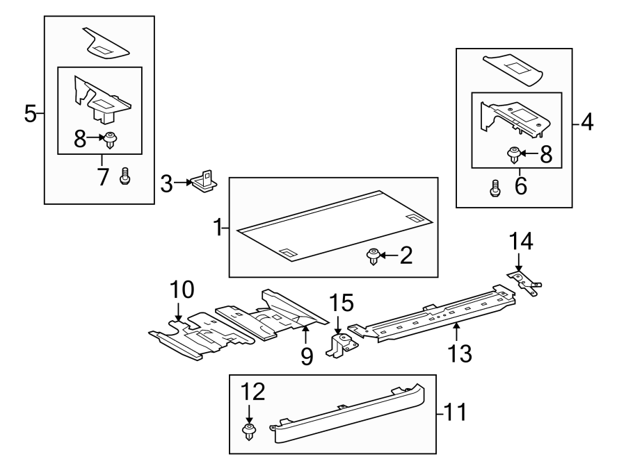 Diagram REAR BODY & FLOOR. INTERIOR TRIM. for your 2015 Toyota Prius Plug-In   