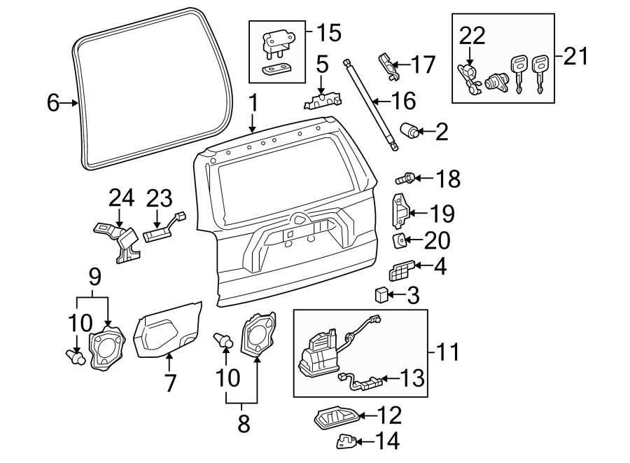 Diagram GATE & HARDWARE. for your 2019 Toyota Prius AWD-e   