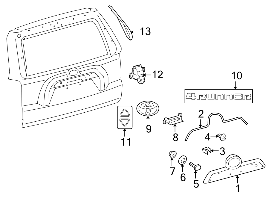 Diagram LIFT GATE. EXTERIOR TRIM. for your 2023 Toyota 4Runner  SR5 Sport Utility 