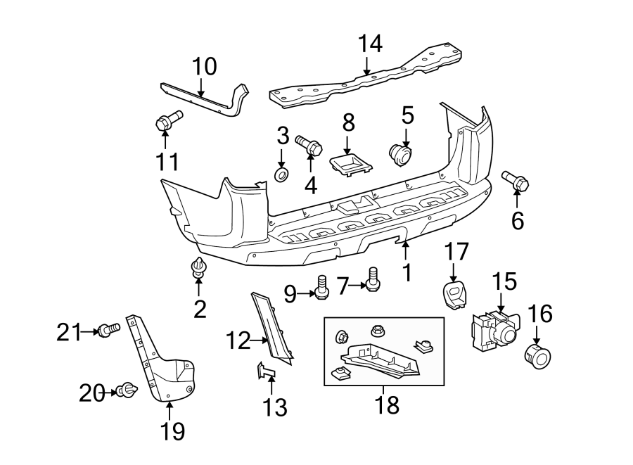 Diagram REAR BUMPER. BUMPER & COMPONENTS. for your 2023 Toyota 4Runner 4.0L V6 A/T 4WD Limited Sport Utility 