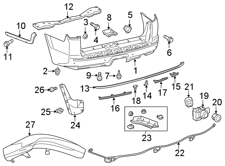 Diagram REAR BUMPER. BUMPER & COMPONENTS. for your 2023 Toyota 4Runner  SR5 Sport Utility 