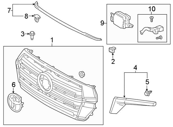 Diagram GRILLE & COMPONENTS. for your 2023 Toyota Prius Prime   