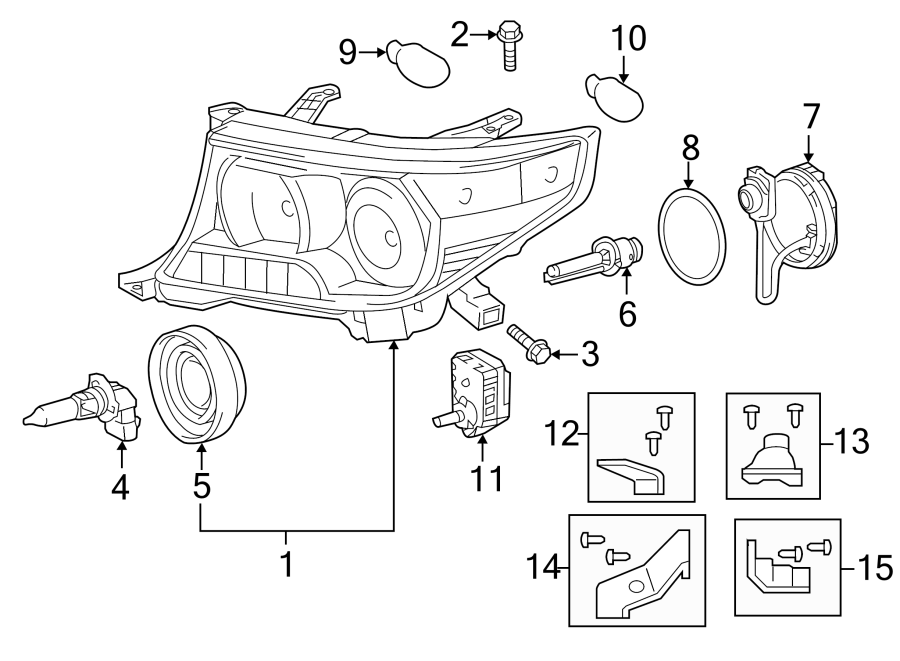 Diagram FRONT LAMPS. HEADLAMP COMPONENTS. for your 2013 Toyota FJ Cruiser   