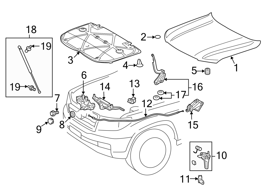 Diagram HOOD & COMPONENTS. for your Toyota Land Cruiser  