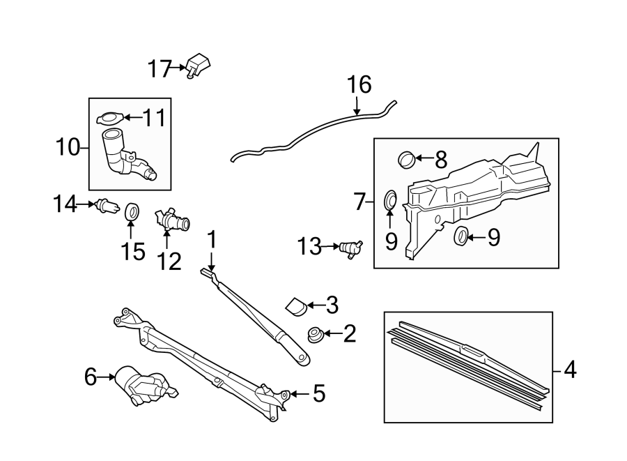 Diagram WINDSHIELD. WIPER & WASHER COMPONENTS. for your 2001 Toyota 4Runner   