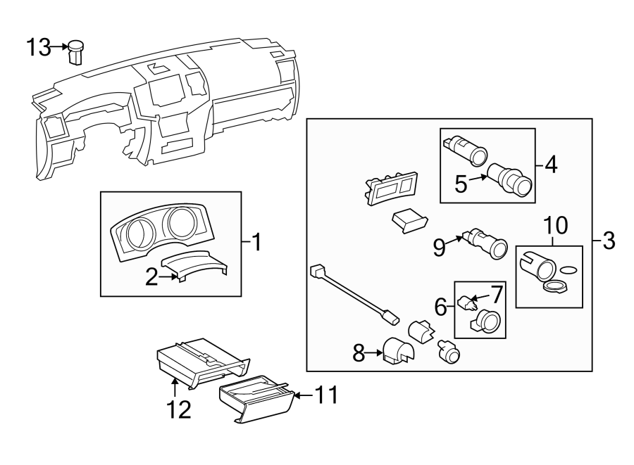 Diagram INSTRUMENT PANEL COMPONENTS. for your 2005 Toyota Highlander   