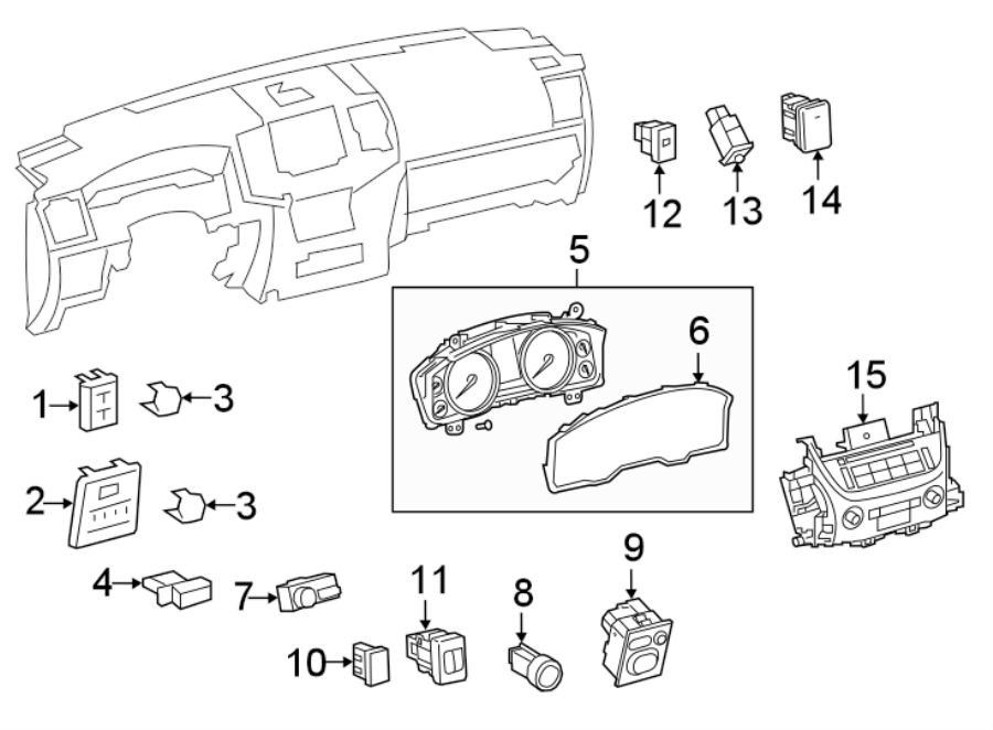 Diagram INSTRUMENT PANEL. CLUSTER & SWITCHES. for your 2006 Toyota Camry   