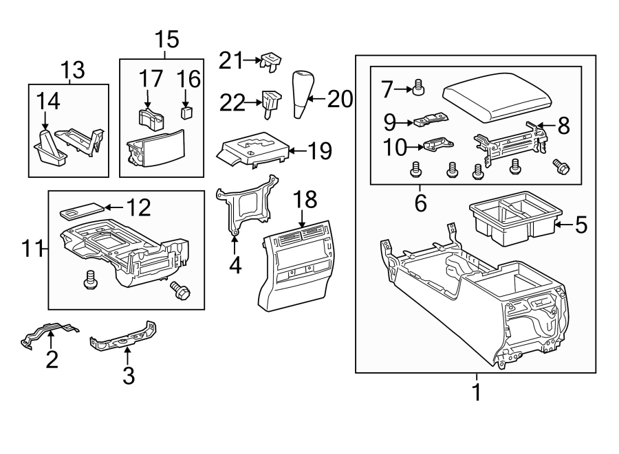 Diagram CONSOLE & COMPONENTS. for your 2003 Toyota Avalon   