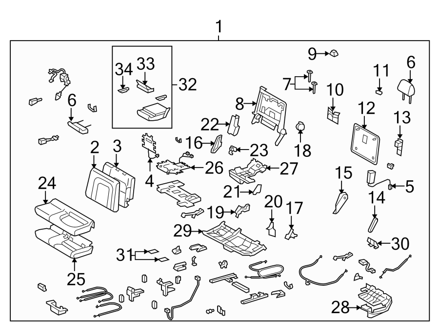 Diagram SEATS & TRACKS. SECOND ROW SEATS. for your 2009 Toyota Yaris   