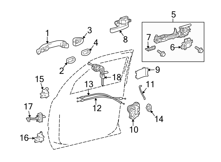 Diagram FRONT DOOR. LOCK & HARDWARE. for your 2023 Toyota Prius AWD-e   