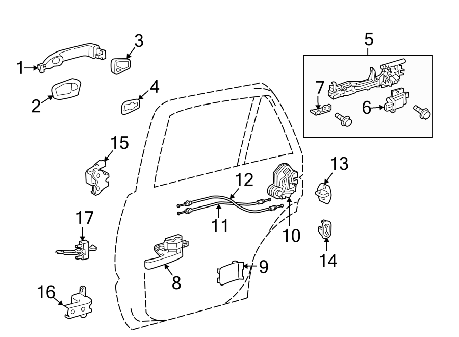 Diagram REAR DOOR. LOCK & HARDWARE. for your Toyota