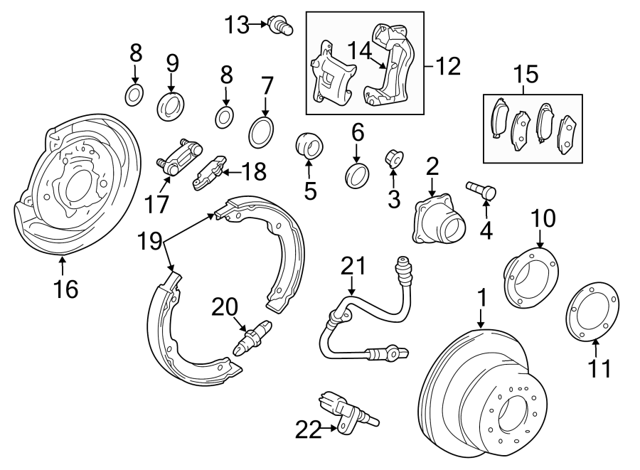 Diagram REAR SUSPENSION. BRAKE COMPONENTS. for your 2022 Toyota 4Runner  SR5 Premium Sport Utility 