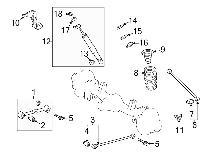 Diagram REAR SUSPENSION. SUSPENSION COMPONENTS. for your 2003 Toyota Tacoma 2.4L A/T RWD Base Standard Cab Pickup Stepside 