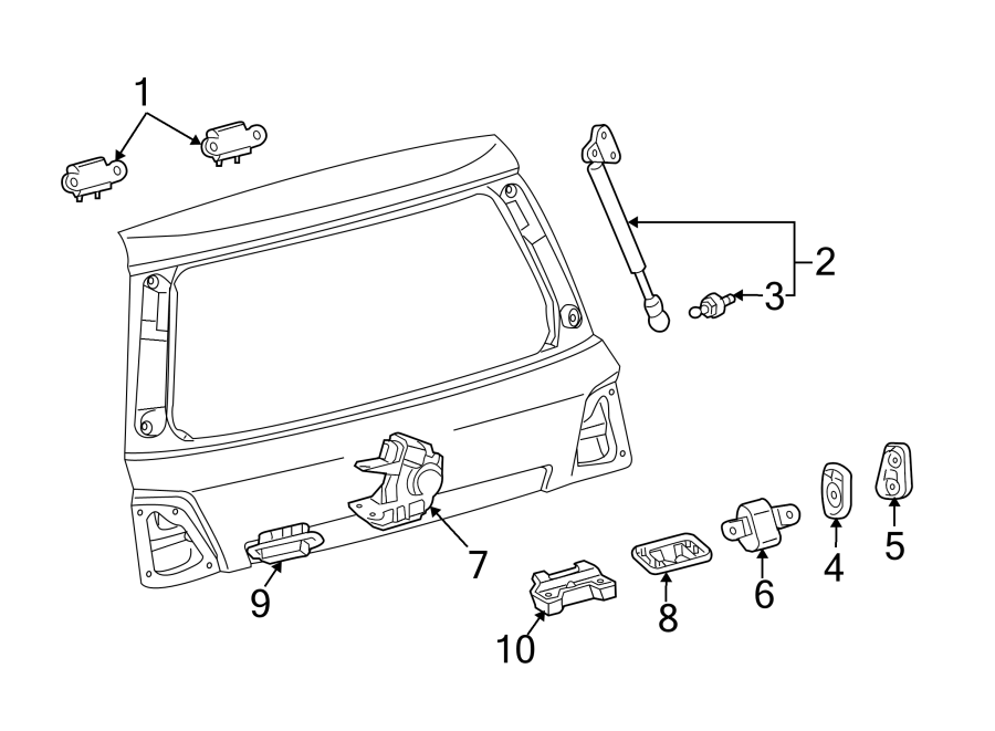 Diagram LIFT GATE. LOCK & HARDWARE. for your 2019 Toyota Camry  Hybrid LE Sedan 