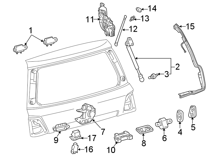 Diagram LIFT GATE. LOCK & HARDWARE. for your 2017 Toyota Prius Prime   