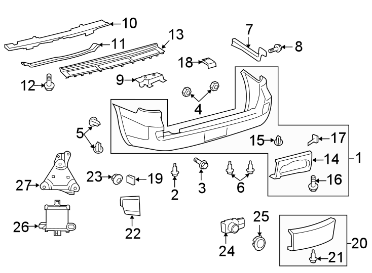 Diagram REAR BUMPER. BUMPER & COMPONENTS. for your 2022 Toyota 4Runner   