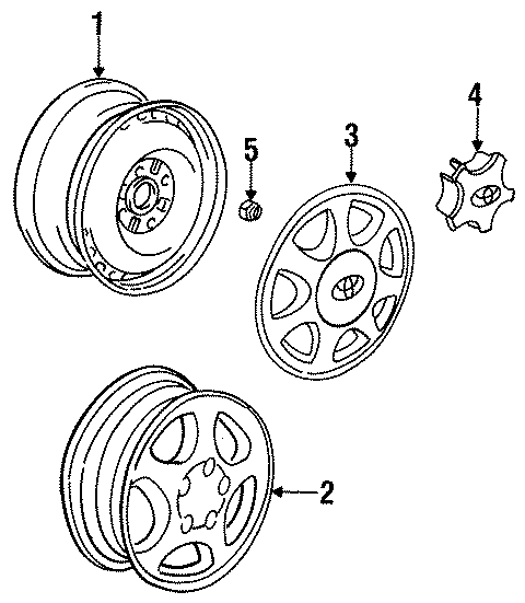 Diagram WHEELS. COVERS & TRIM. for your Toyota