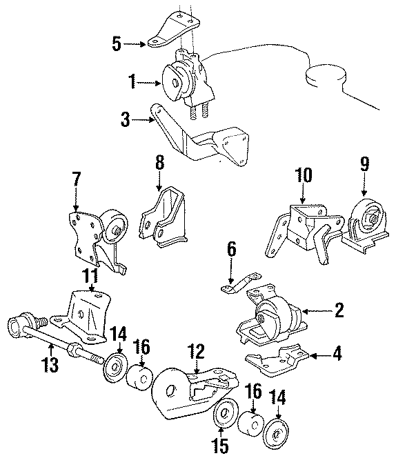 Diagram ENGINE / TRANSAXLE. ENGINE & TRANS MOUNTING. for your Toyota