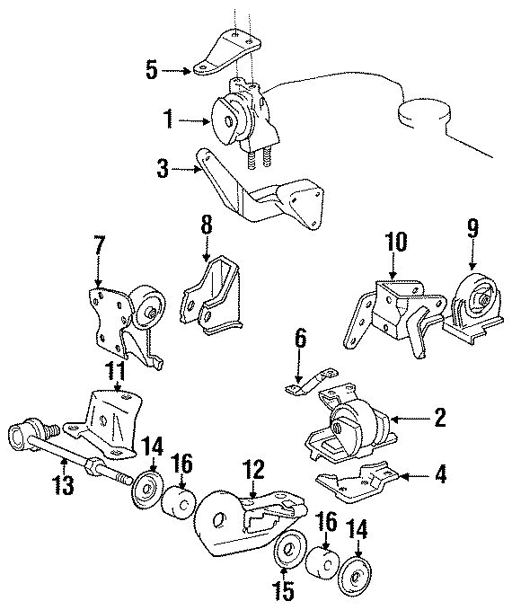 Diagram ENGINE / TRANSAXLE. ENGINE & TRANS MOUNTING. for your Toyota