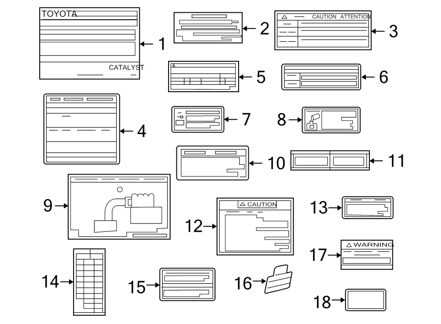 Diagram INFORMATION LABELS. for your Toyota