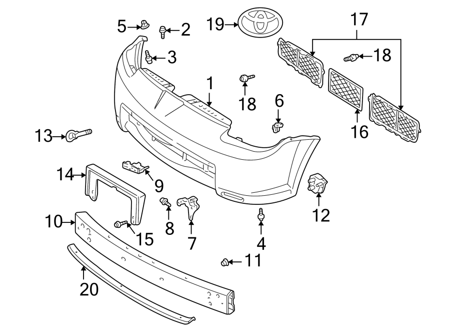 Diagram FRONT BUMPER. BUMPER & COMPONENTS. EXTERIOR TRIM. for your 2005 Toyota RAV4   