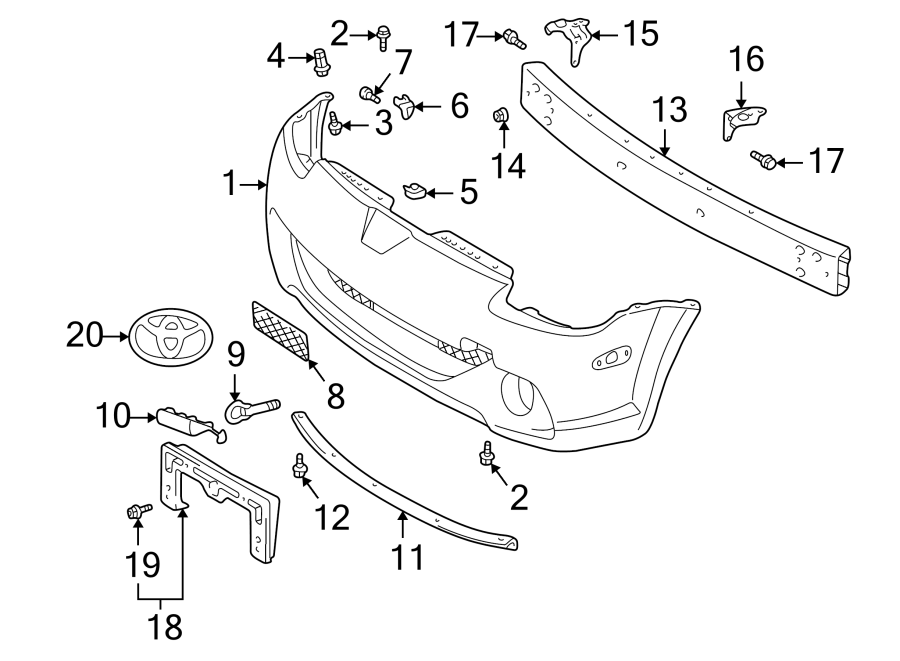 Diagram FRONT BUMPER. BUMPER & COMPONENTS. for your 2001 Toyota 4Runner   