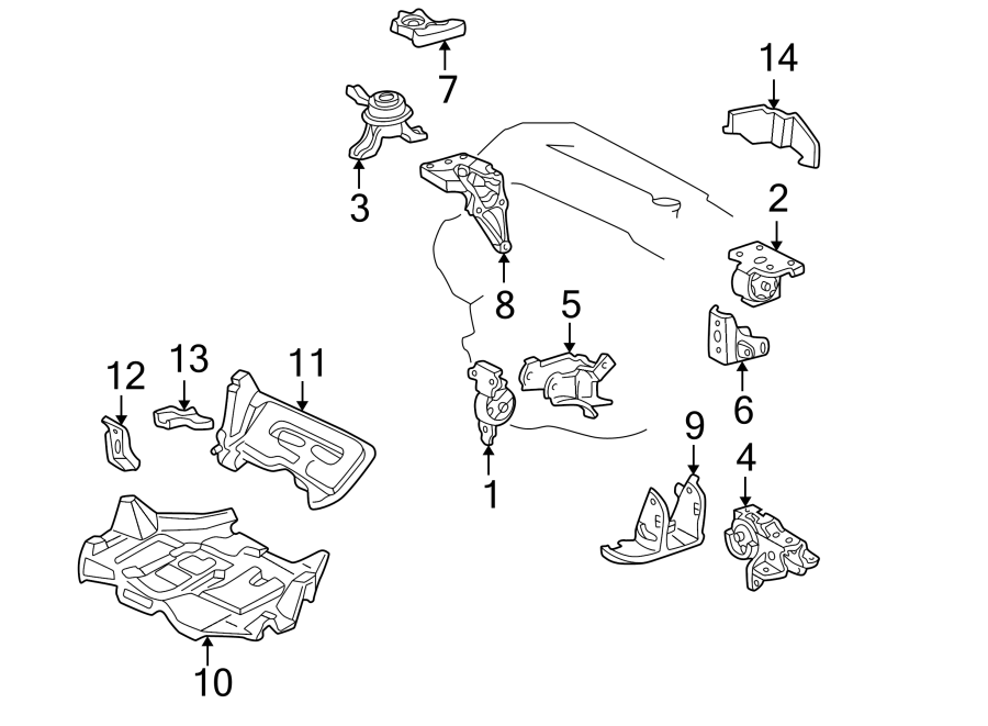 Diagram ENGINE / TRANSAXLE. ENGINE & TRANS MOUNTING. for your Toyota MR2 Spyder  