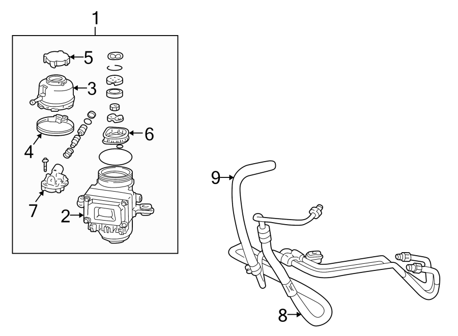 Diagram STEERING GEAR & LINKAGE. PUMP & HOSES. for your 2005 Toyota Sienna  CE Mini Passenger Van 