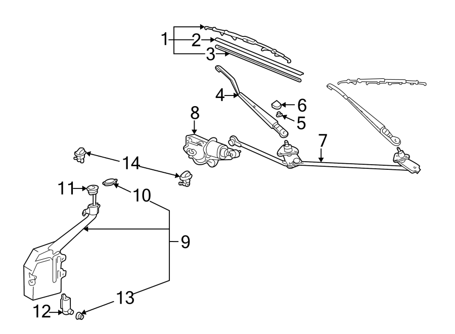 Diagram WINDSHIELD. WIPER & WASHER COMPONENTS. for your 2014 Toyota Prius Plug-In   