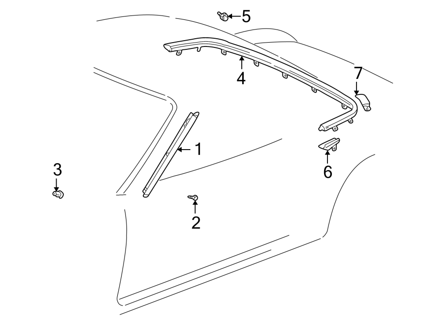 Diagram CONVERTIBLE/SOFT TOP. EXTERIOR TRIM. for your Toyota MR2 Spyder  