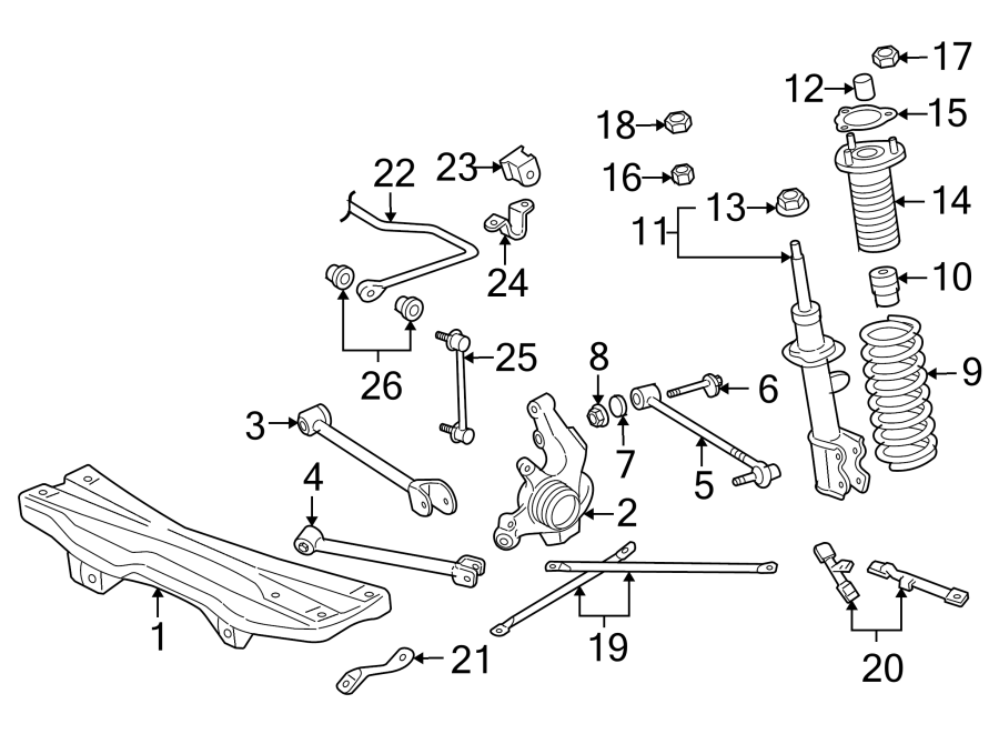 Diagram REAR SUSPENSION. STABILIZER BAR & COMPONENTS. SUSPENSION COMPONENTS. for your 2011 Toyota Highlander   